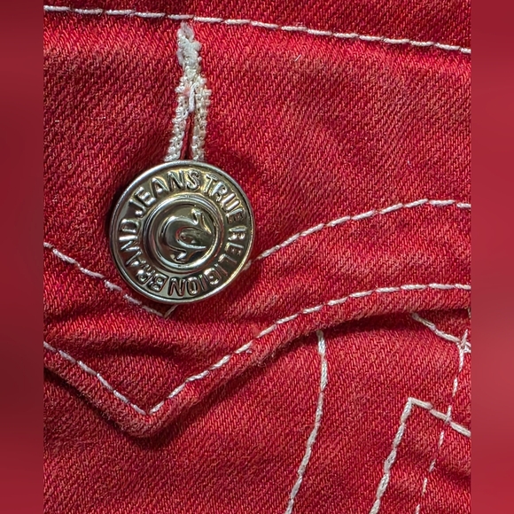 True Religion Red Skinny Jeans Womans Sz 29 Stretch Low Rise - Picture 11 of 14